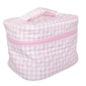 Light Pink Plaid Makeup Bag – Structured Travel Cosmetic Organizer